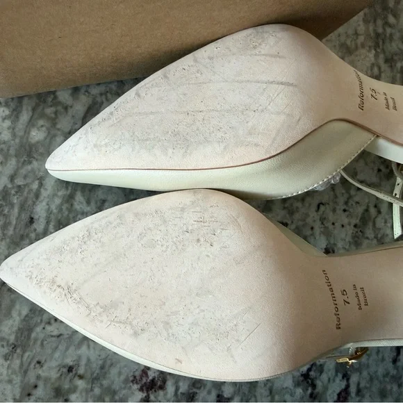 Reformation Nessa Heeled Pump in Almond Leather, Size 7.5 - Picture 11 of 12